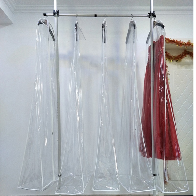 SGW06 прозрачна PVC дълга булчинска рокля покривка сватбена рокля